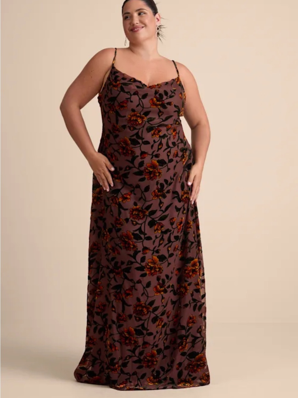 NWT Lulus Romance in the Making Plum Purple Floral Print Velvet Maxi Dress - Picture 5 of 15